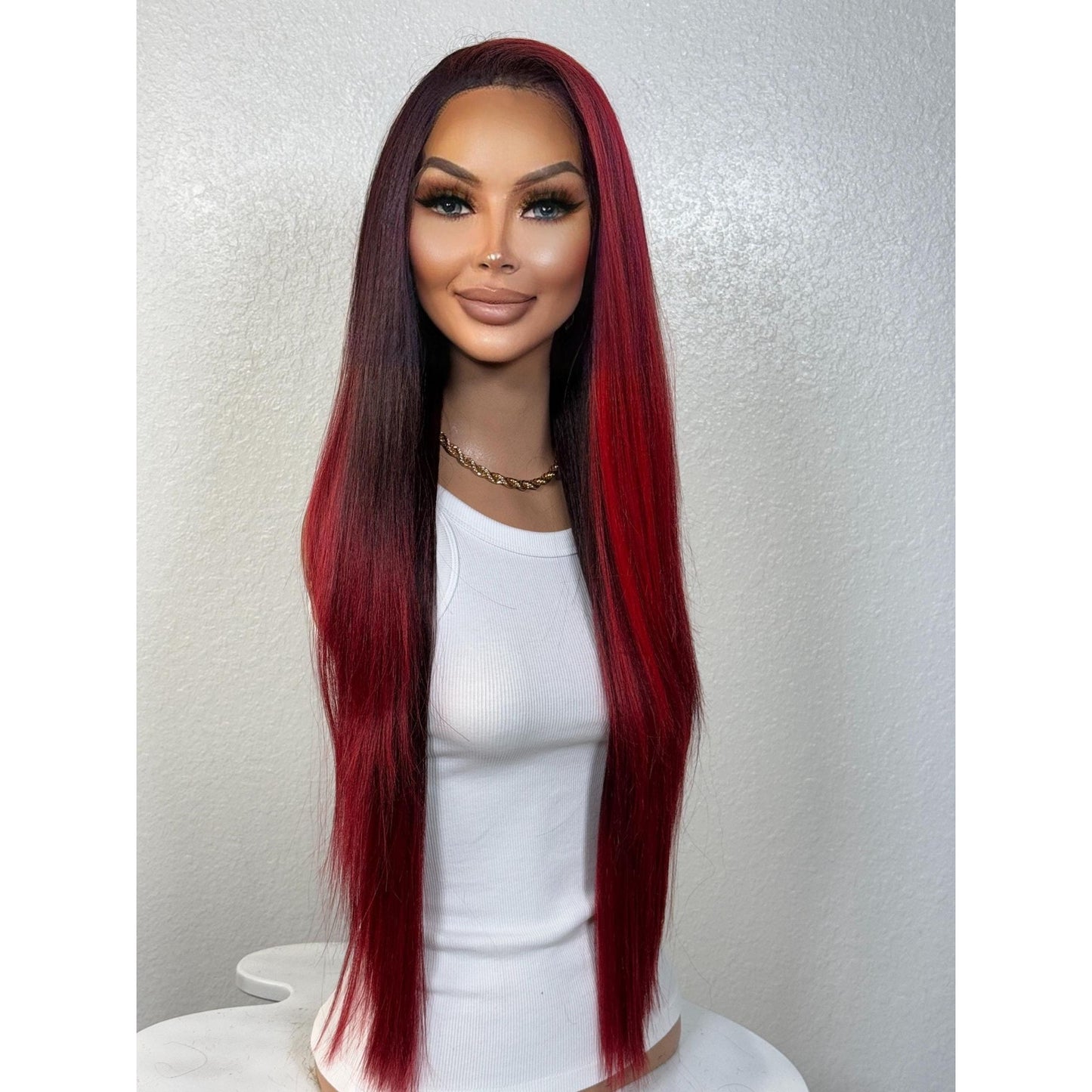 "ROMAN" MONOFILAMENT WIG 28" - RUBY RED