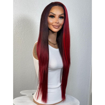 "ROMAN" MONOFILAMENT WIG 28" - RUBY RED