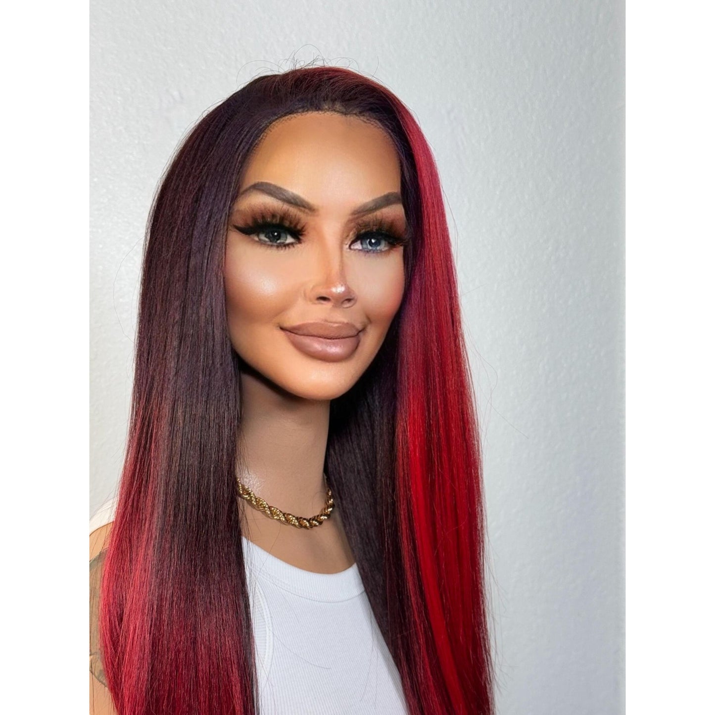 "ROMAN" MONOFILAMENT WIG 28" - RUBY RED