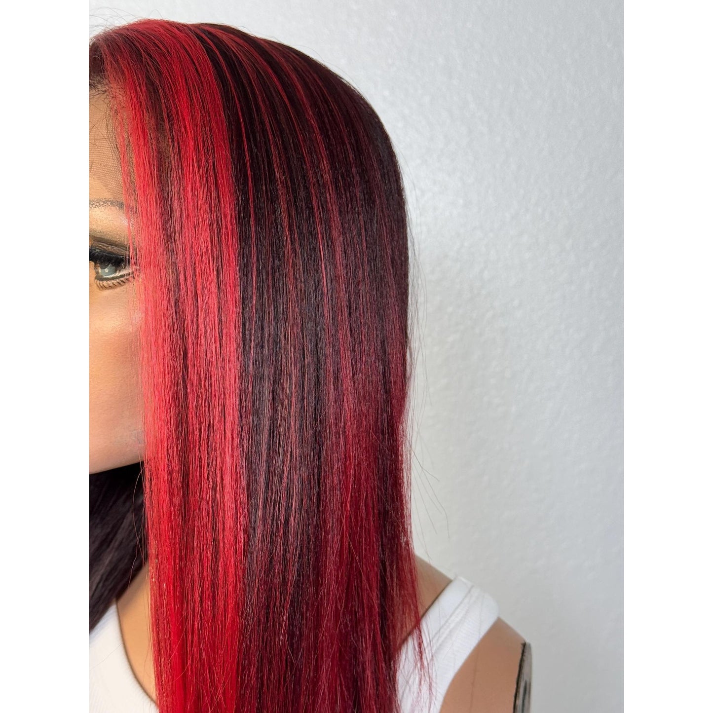 "ROMAN" MONOFILAMENT WIG 28" - RUBY RED