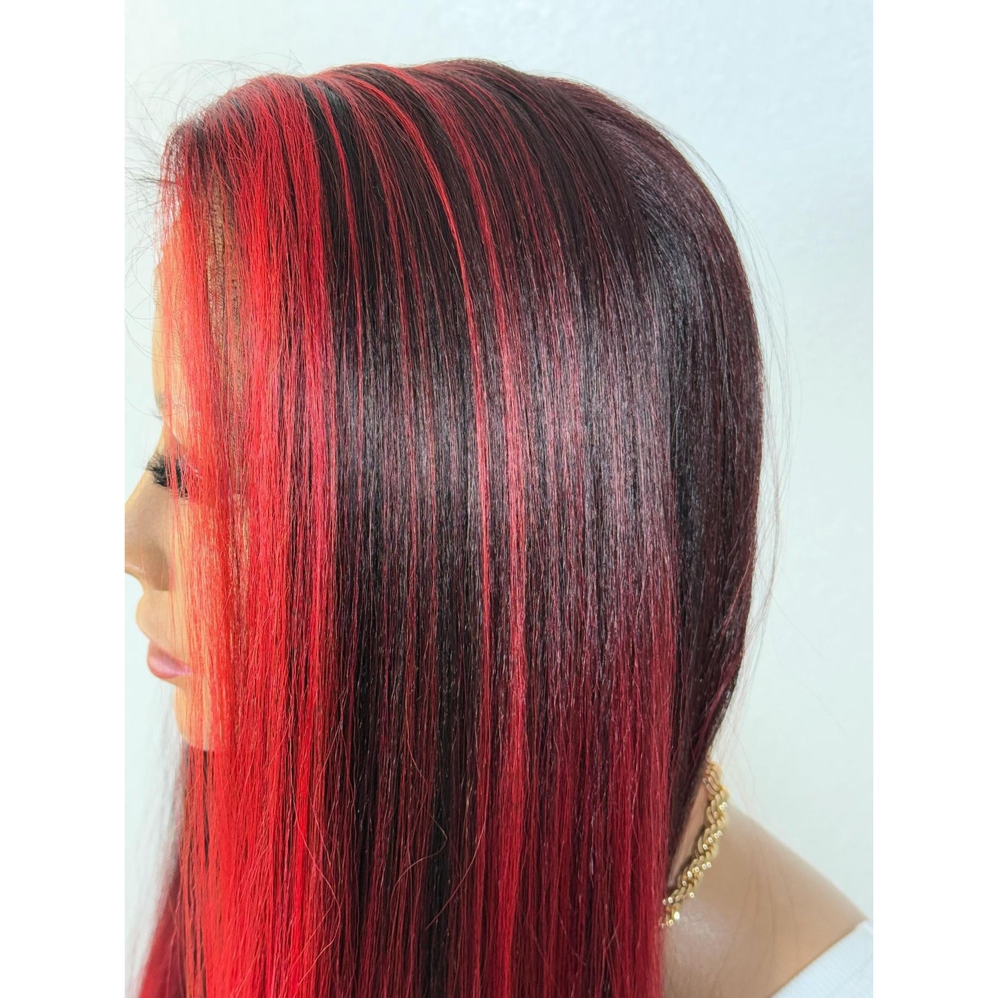 "ROMAN" MONOFILAMENT WIG 28" - RUBY RED