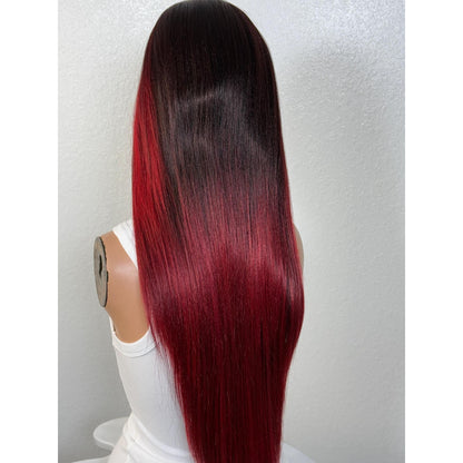 "ROMAN" MONOFILAMENT WIG 28" - RUBY RED