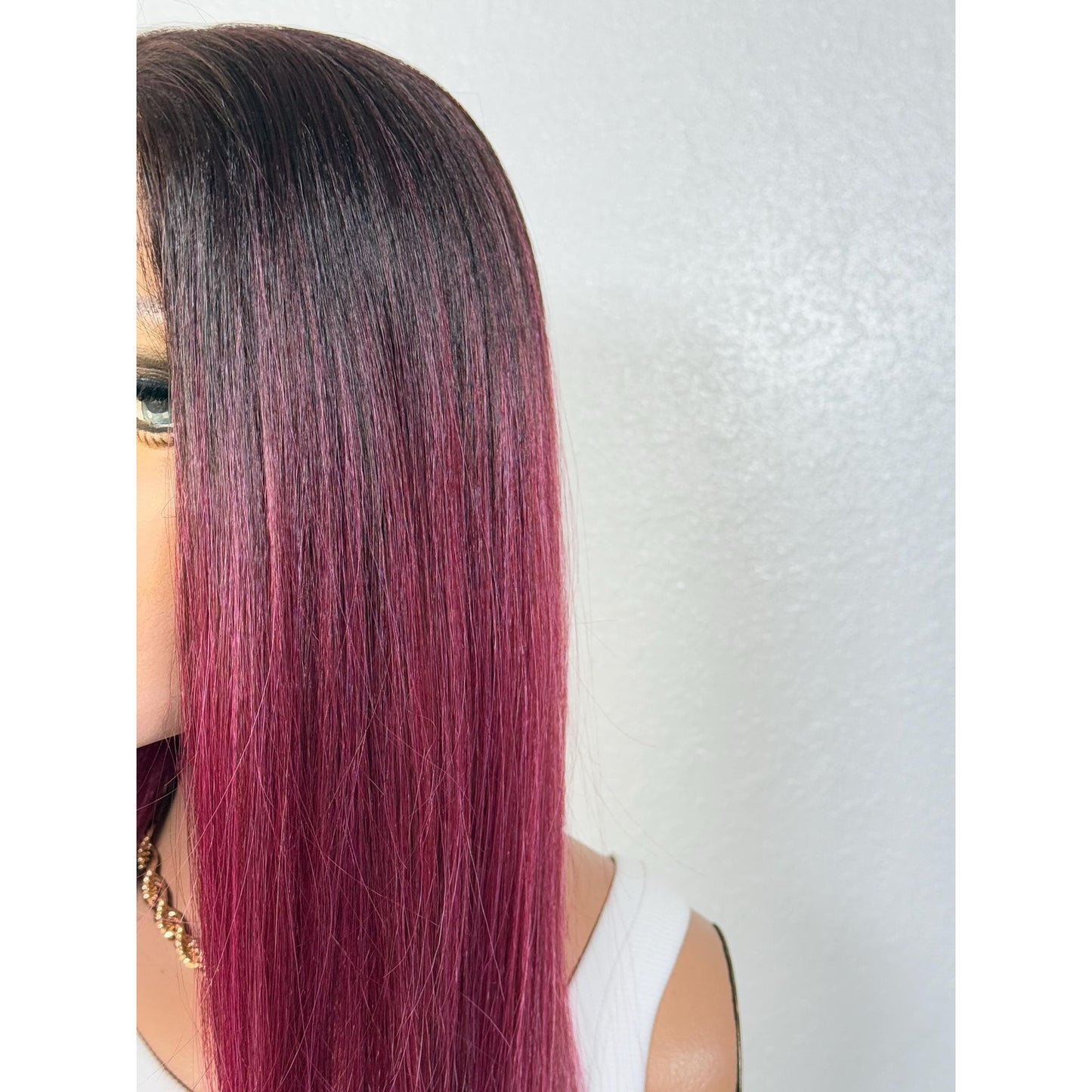 "MERLOT" MONOFILAMENT WIG 28" - BURGUNDY RED